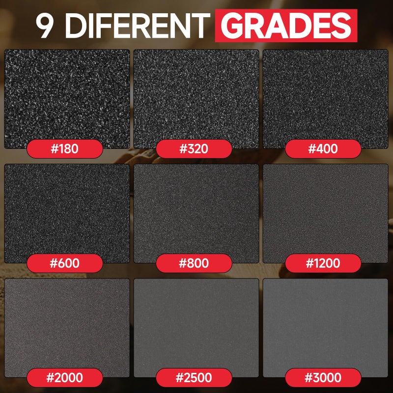 Shineboc 48 Pcs 3 x 4 Inch 180-3000 Grit Sanding Sponge Set, Ultra Fine Sanding Sponges Pads, Soft Foam Hand Sander Block Wet Dry Sandpaper for Model Drywall Metal Wood Furniture Polishing - Image 5